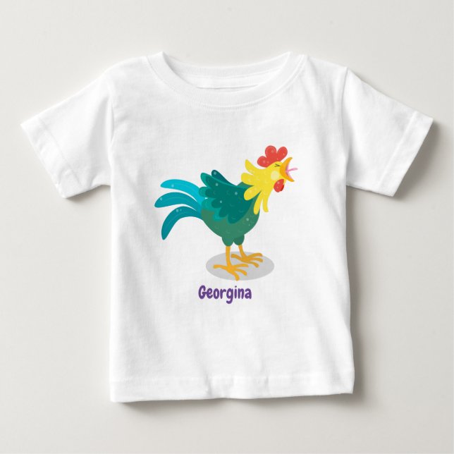 Cute, rolig tecknad i tupp t shirt (Framsida)