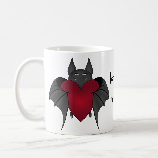 Cute, rolig Valentines day fladdermus Kaffemugg (Vänster)