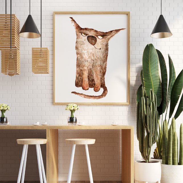 Cute, rolig vattenfärgsillustration, dekorativ poster (Skapare uppladdad)