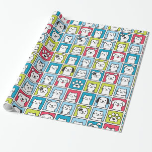 Cute, roliga hundar och katter mönster presentpapper