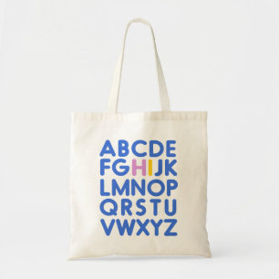 Cute Roligt Alphabet Typography Blue Bibliotek Bok Tygkasse