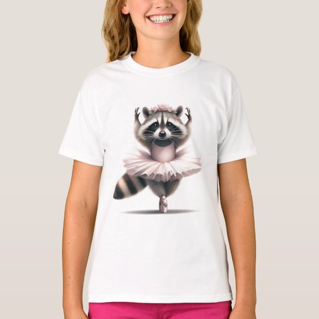 Cute Roligt Animal Humor Raccoon Ballerina T Shirt (Framsida)