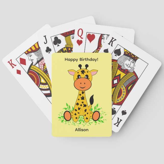 Cute roligt baby giraffe casinokort (Baksidan)