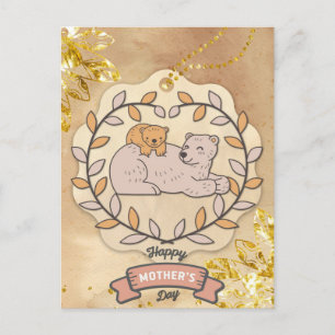 Cute Roligt Bear och Kopp i lycklig Mors dag Vykort