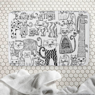 Cute Roligt Black and White Kattunge Badrumsmatta
