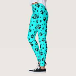 Cute Roligt Black på Bright Teal Cyan Tass avtryck Leggings