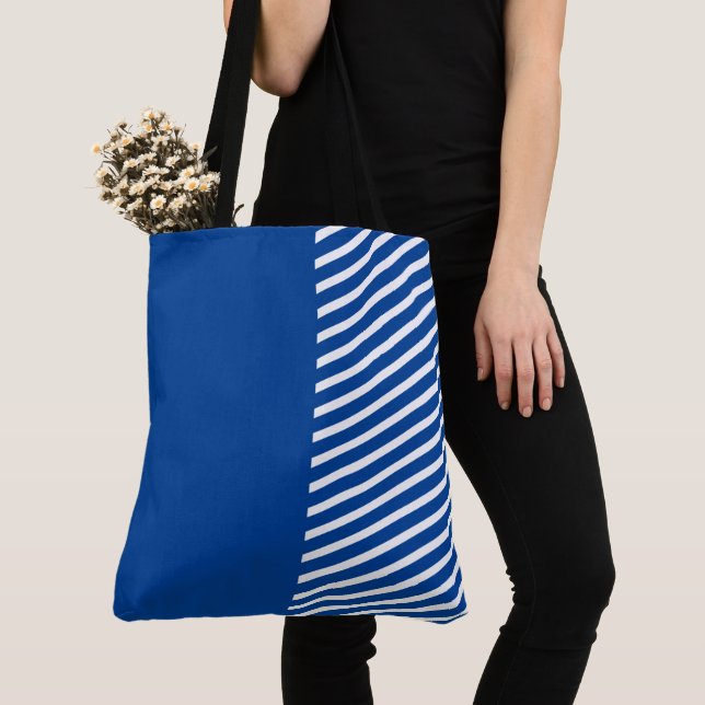 Cute Roligt Blue och White med Rand Tygkasse (Närbild)
