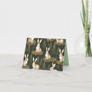 Cute Roligt Bunnies på Evergreen Background Tack Kort