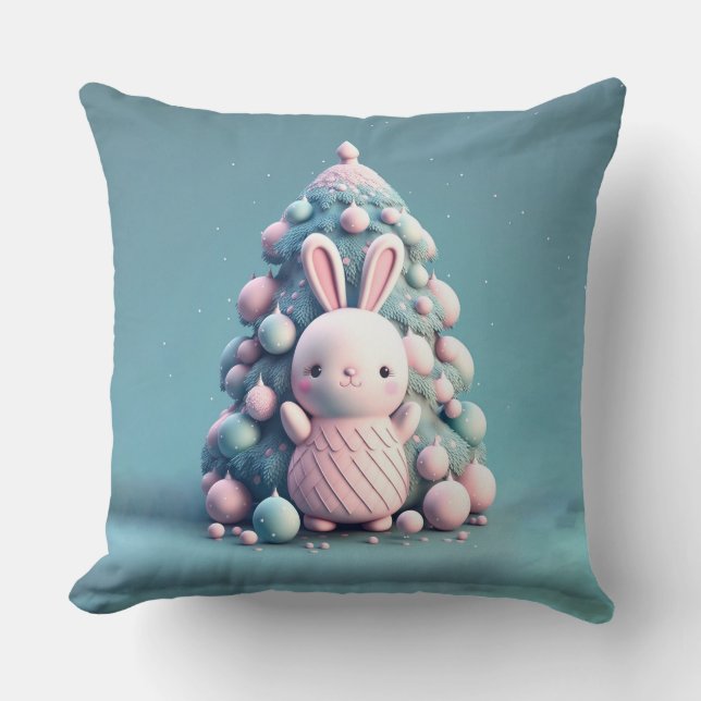 Cute, roligt, bunny, kawaii stil kudde (Framsida)