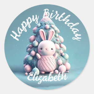 Cute, roligt, bunny, kawaii stil runt klistermärke