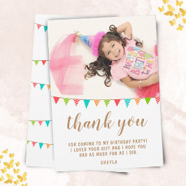 Cute Roligt Bunting Flagga Kid BIrthday Photo Tack Kort