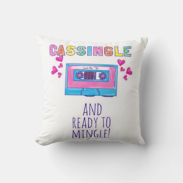 Cute Roligt Cassette Flirt Roligt Music Slogan Kudde (Framsida)