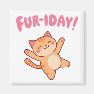 Cute Roligt Cat Päls-iday Magnet