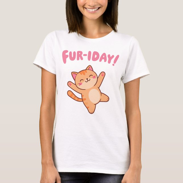 Cute Roligt Cat Päls-iday Women's T Shirt (Framsida)