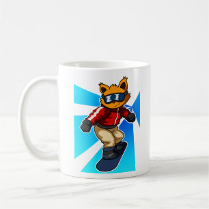 Cute Roligt Cat Snowboarder Player Snowboarding Äl Kaffemugg