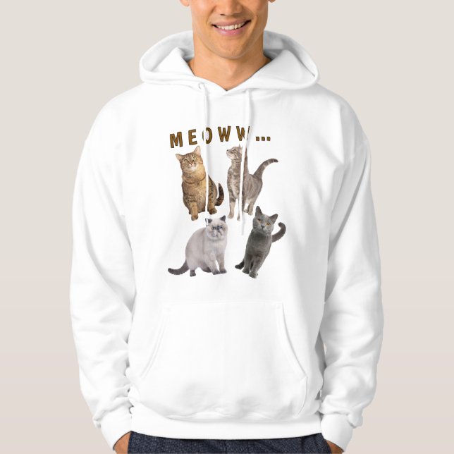 Cute Roligt Cats Meow Hoodie (Framsida)