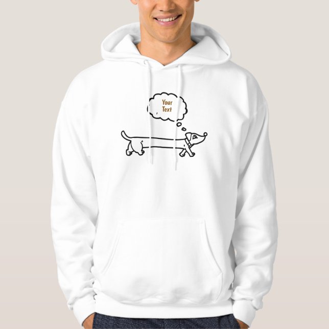Cute Roligt Dachshund-Hund med bubbla för texten Hoodie (Framsida)