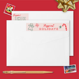 Cute Roligt Doodles-Helgdag - Returadress Etikettband