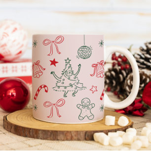 Cute Roligt Doodles Jul Helgdag Kaffemugg