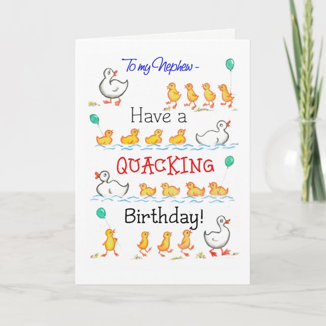 Cute Roligt Ducklings Quacking Birthday, Nephew Kort (Framsida)