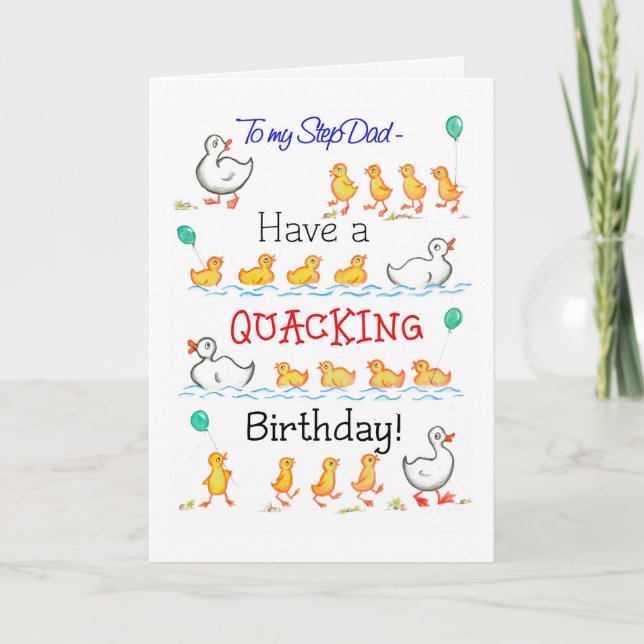 Cute Roligt Ducklings Quacking Birthday, Stepfathe Kort (Framsida)