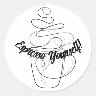 Cute roligt Expresso-kaffedekalett Runt Klistermärke