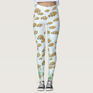 Cute Roligt Färgämnet clown Fish och Bubbles Leggings