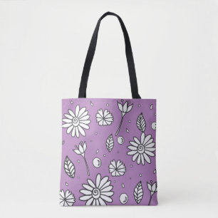 Cute Roligt Flower Summer Toot i lavendar Tygkasse