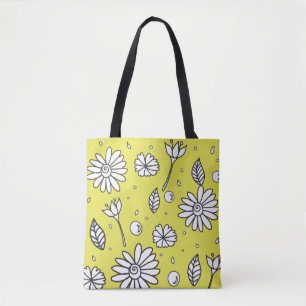 Cute Roligt Flower Summer Tote in Gult Tygkasse