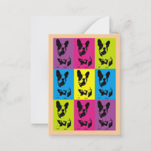 Cute Roligt Fransk Bulldog Frenchie Pop Art Anteckningskort