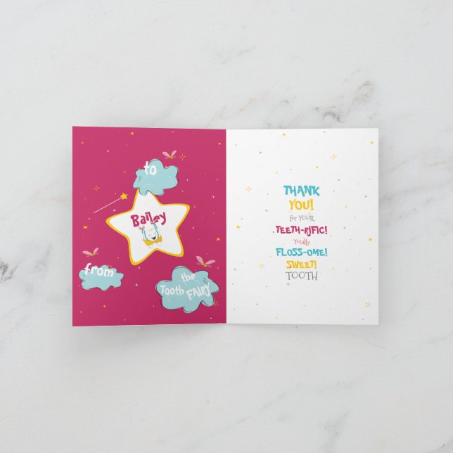 Cute Roligt Funny Tooth Fairy Personlig Tack Kort (Inuti)