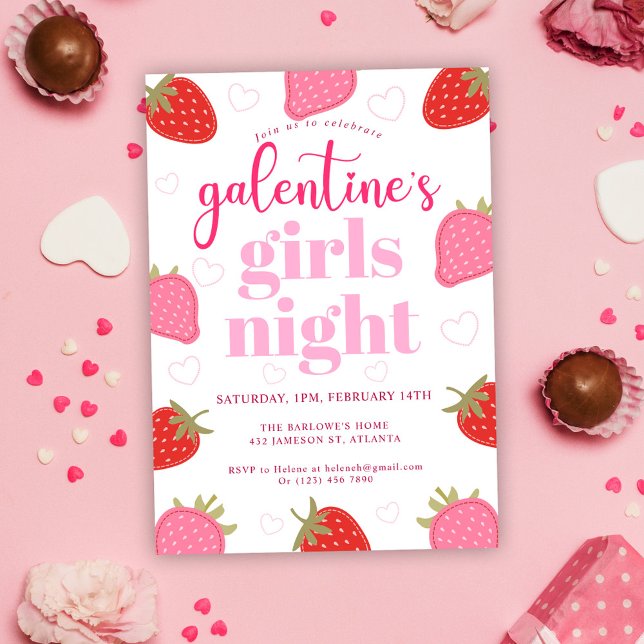 Cute Roligt Girly Galentine's Day Party Inbjudningar (Cute Fun Girly Galentine's Day Party Invitation)