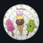 Cute roligt glass-tecknad trio darttavla<br><div class="desc">Den här söta designen har två popsikler och en glasskon som är gjord i lustig tecknad illustration stil. Din söta behandlar med en känsla av sjaskighet!</div>