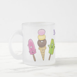 Cute roligt glass-tecknad trio frostad glasmugg