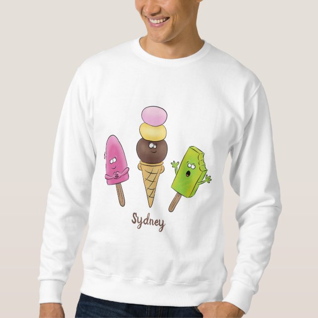 Cute roligt glass-tecknad trio lång ärmad tröja (Framsida)
