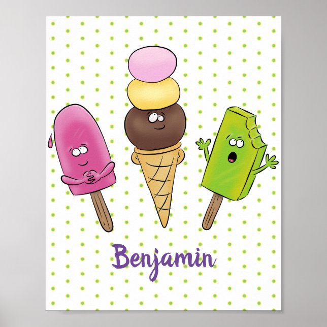Cute roligt glass-tecknad trio poster (Framsidan)