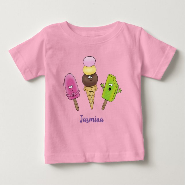 Cute roligt glass-tecknad trio t shirt (Framsida)