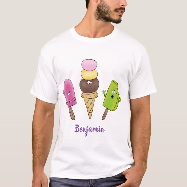 Cute roligt glass-tecknad trio t shirt (Framsida)