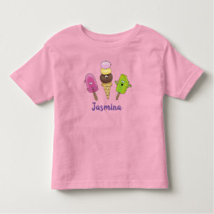 Cute roligt glass-tecknad trio t shirt