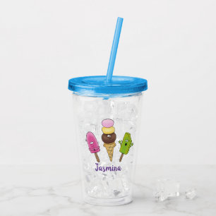 Cute roligt glass-tecknad trio take away mugg