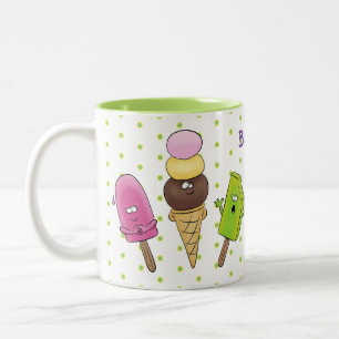 Cute roligt glass-tecknad trio Två-Tonad mugg