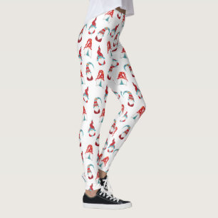 Cute Roligt Gnome Elf Modern Nordic Mönster White Leggings