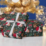 Cute roligt god jul illustration 3 foton presentpapper<br><div class="desc">Cute roligt god jul illustration 3 foton lägger till dina foton med hjort antlers,  jultomten hatt och liten hatt,  med snöflingor,  gräs grenar med dina foton,  lägg till dina hälsningar på namn och årstid! Vid redigerbar mörk grönt</div>