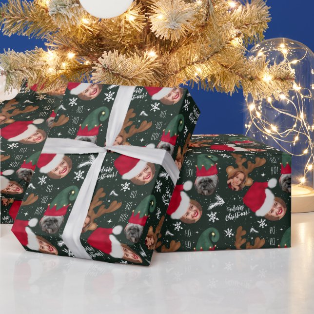 Cute roligt god jul illustration 3 foton presentpapper (Helgdagar)