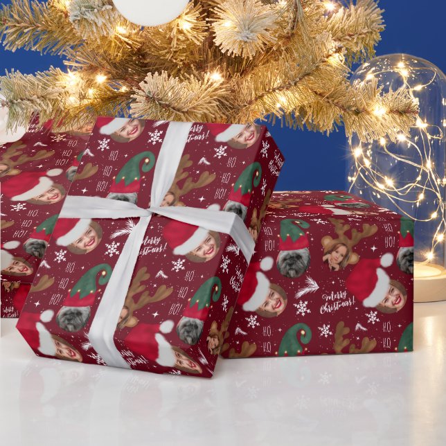 Cute roligt god jul illustration 3 foton presentpapper (Helgdagar)