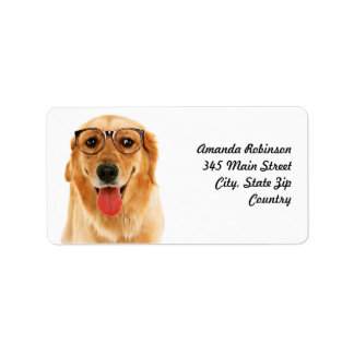 Cute roligt Golden Retriever hund Adressetikett