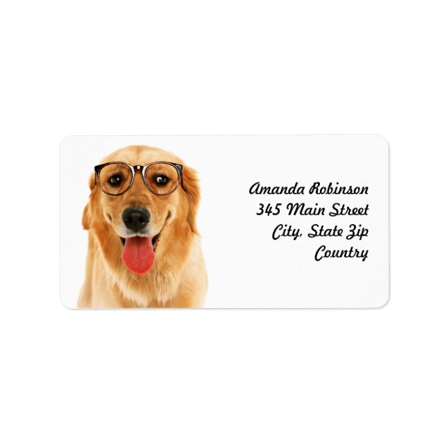 Cute roligt Golden Retriever hund Adressetikett (Framsidan)