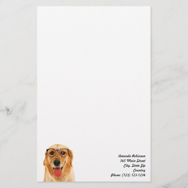 Cute roligt Golden Retriever hund Brevpapper (Framsida)