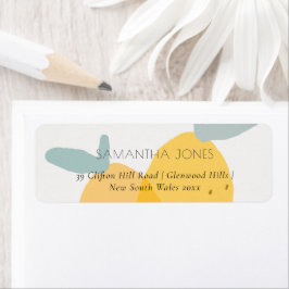 Cute Roligt Gult Lemon Fruktig Citrus Bright Adres Returadress Etikett