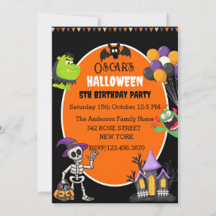 Cute Roligt Halloween Birthday-inbjudan Inbjudningar